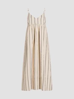 Jenni Kayne Cove Linen Blend Maxi Dress Natural Navy Striped